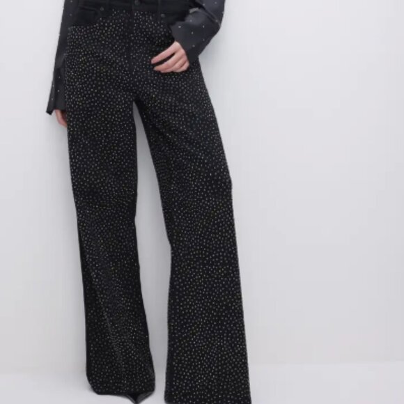 Good American Good Ease Relaxed Rhinestone Sparkle Jeans Size 0/25 - Picture 2 of 7